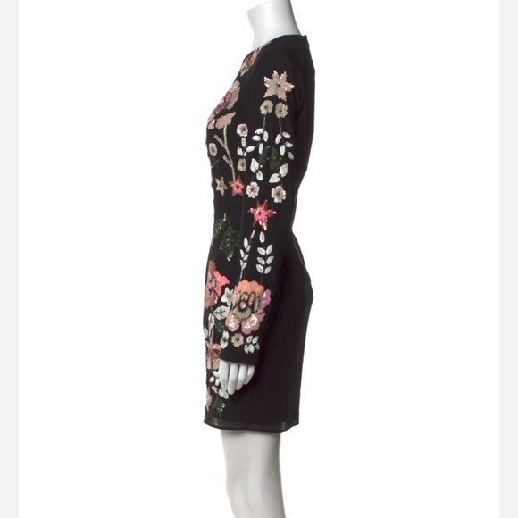Needle & Thread Floral Embellished Beaded Long Sleeve Black Dress | 2 - Picture 5 of 14